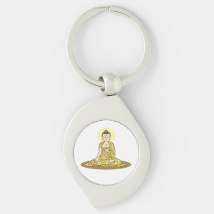 Golden Serenity Buddha Metal Sleutelhanger