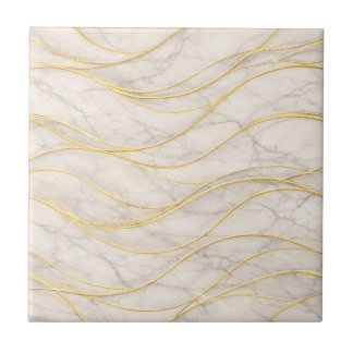 Golden Serenity Marble Waves – Luxury Seamless Tegeltje