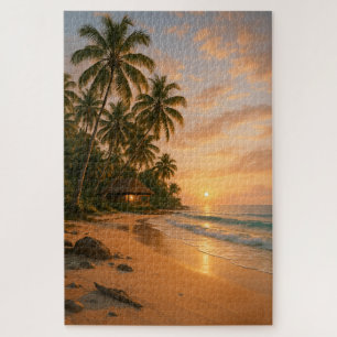 Golden Serenity – Tropische Strand Zonsondergang P Legpuzzel