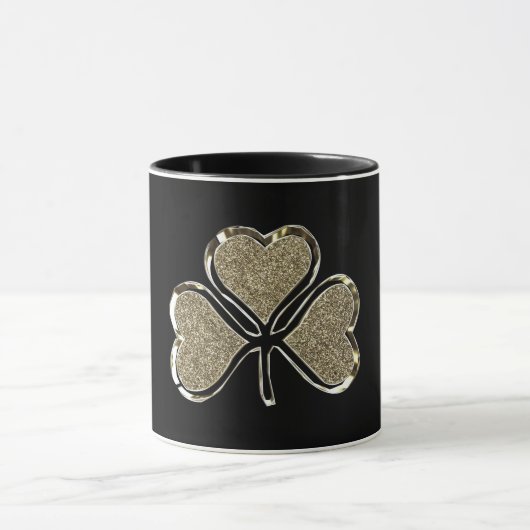 Golden Shamrock Clover Irish Symbol Mok (Midden)