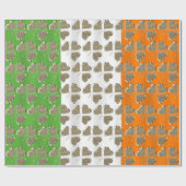 Golden Shamrock Clovers Irish Flag Ireland Chic Cadeaupapier (Vlak)