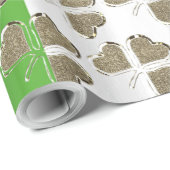 Golden Shamrock Clovers Irish Flag Ireland Chic Cadeaupapier (Rol Hoek)