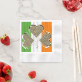 Golden Shamrock Irish Flag 3 Leaf Clover Chic Servetten (Insitu)