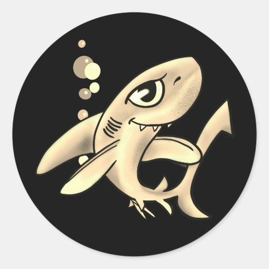 Golden Shark Classic Round Sticker (Voorkant)