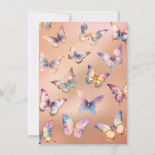 Golden Shimmer Butterfly Invitation d'anniversaire (Dos)
