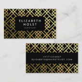 Golden Shine Black Geometric Pattern Visitekaartje (Voorkant / Achterkant)