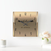 Golden Shine Ivory Lashes Salon Personalizeerd Vierkante Klok (Huis)