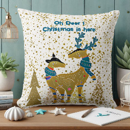 Golden Shine-kerstbomen Reindeer Couple-Baby Kussen