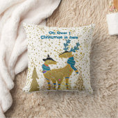 Golden Shine-kerstbomen Reindeer Couple-Baby Kussen (Deken)