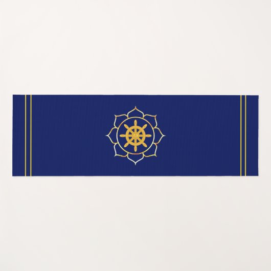 Golden Ship Wheel in Lotus op Navy Blue Yogamat (Voorkant (horizontaal))