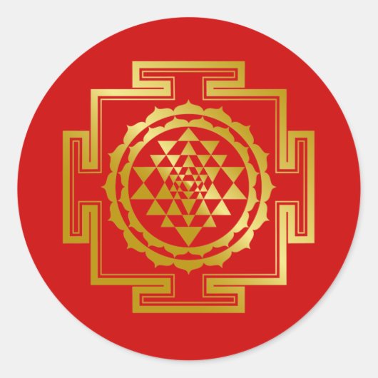 Golden Shree Yantra Ronde Sticker (Voorkant)
