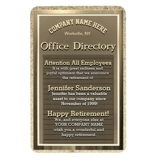  Golden Sign Retirement Gift Magneet (Verticaal)