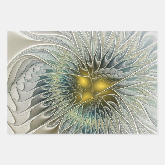 Golden Silver Fantasy abstract fractal Art Inpakpapier Vel (Voorkant 3)