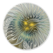 Golden Silver Fantasy abstract fractal Art Keramische Knop (Voorkant)