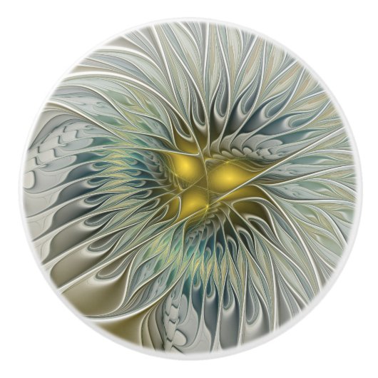 Golden Silver Fantasy abstract fractal Art Keramische Knop (Voorkant)