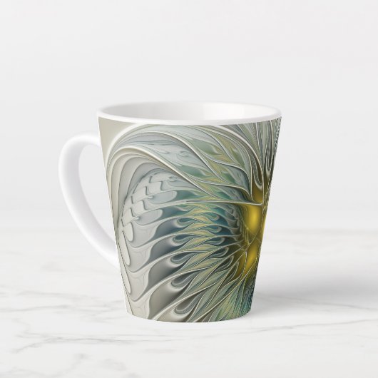 Golden Silver Fantasy Abstract fractal Art Latte Mok (Linkerhoek)