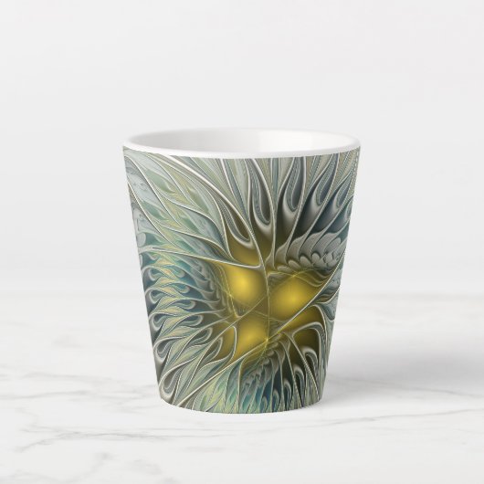 Golden Silver Fantasy Abstract fractal Art Latte Mok (Voorkant)