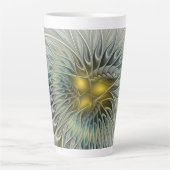 Golden Silver Fantasy Abstract fractal Art Latte Mok (Voorkant)