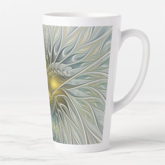 Golden Silver Fantasy Abstract fractal Art Latte Mok (Rechts)