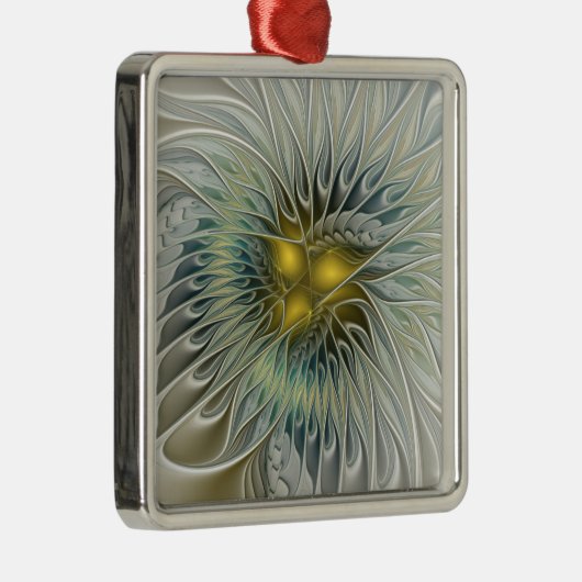 Golden Silver Fantasy Abstract fractal Art Metalen Ornament (Rechts)