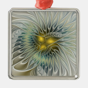 Golden Silver Fantasy Abstract fractal Art Metalen Ornament