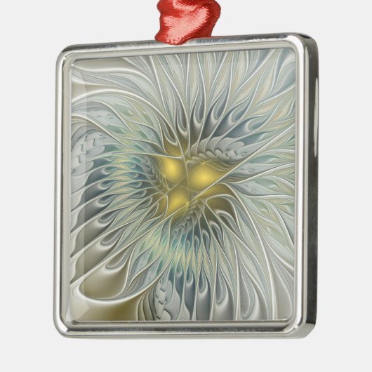 Golden Silver Fantasy Abstract fractal Art Metalen Ornament (Links)