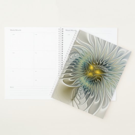 Golden Silver Fantasy Abstract fractal Art Planner (Display)