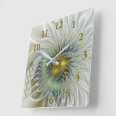 Golden Silver Fantasy abstract fractal Art Vierkante Klok (Hoek)