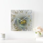 Golden Silver Fantasy abstract fractal Art Vierkante Klok (Huis)