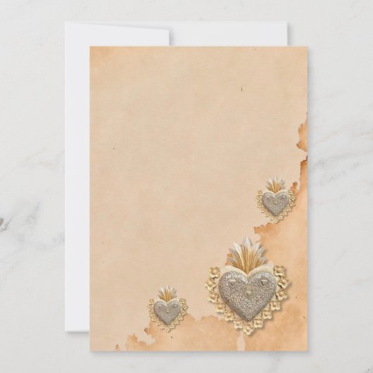 Golden Silver Milagros Heart Save the Date Kaart (Achterkant)