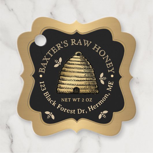 Golden Skep Honey Label Elaborate Gold Gradient (Voorkant)