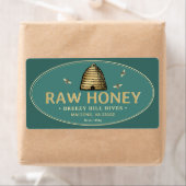 Golden Skep met Honeybees Raw Honey Label Blauwgro (Insitu)