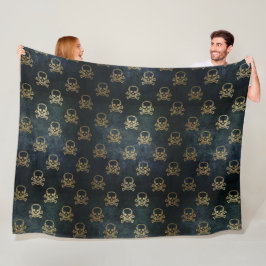 Golden Skull & Crossbones Fleece Blanket Deken