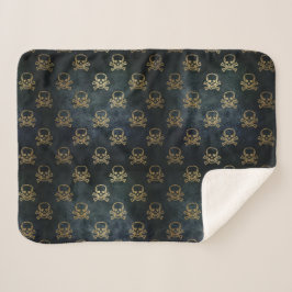 Golden Skull & Crossbones Sherpa Blanket Deken