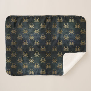 Golden Skull & Crossbones Sherpa Blanket Deken
