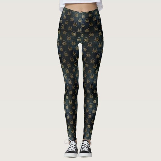 Golden Skull en Crossbones Leggings (Voorkant)