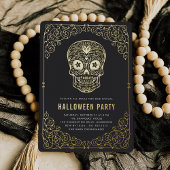 Golden Skull Halloween Party Folie Uitnodiging