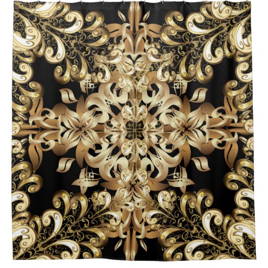 Golden sneeuwvlok eenvoudig naadloos patroon. Vint Douchegordijn (Voorkant)