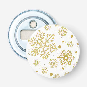 Golden sneeuwvlokken button flesopener