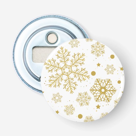 Golden sneeuwvlokken button flesopener (Voorkant)