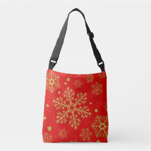Golden sneeuwvlokken op rood crossbody tas
