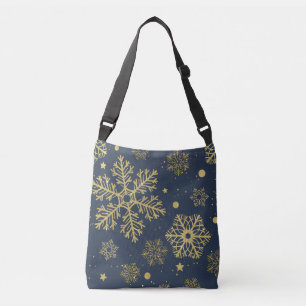 Golden sneeuwvlokken op zee crossbody tas