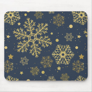 Golden sneeuwvlokken op zee muismat
