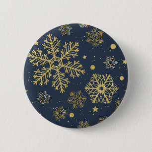 Golden sneeuwvlokken op zee ronde button 5,7 cm