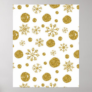 Golden Snow Flakes 1 Poster