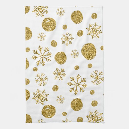 Golden Snow Flakes 1 Theedoek (Verticaal)