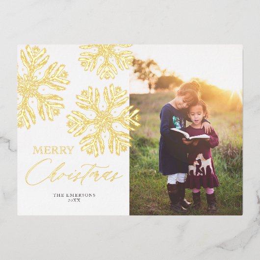 Golden Snow Flakes Joyeux Noël Foil P vacances (Recto)