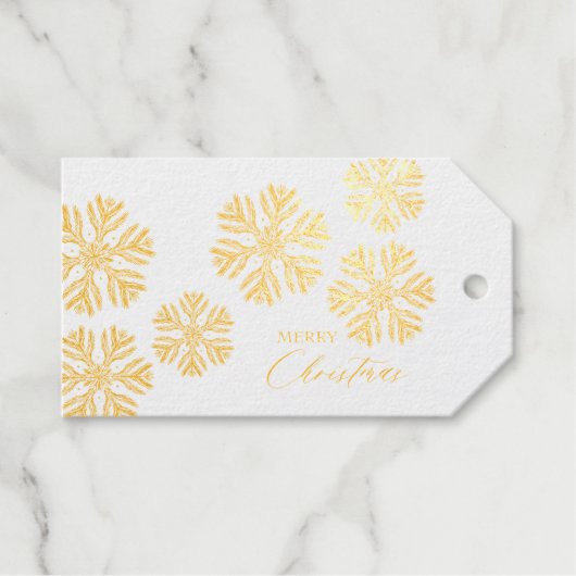 Golden Snow Flakes Merry kerst Cadeaulabels (Voorkant (horizontaal))