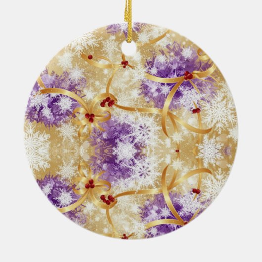 Golden Snowfall Ribbon — Elegant Christmas Design Keramisch Ornament (Achterkant)