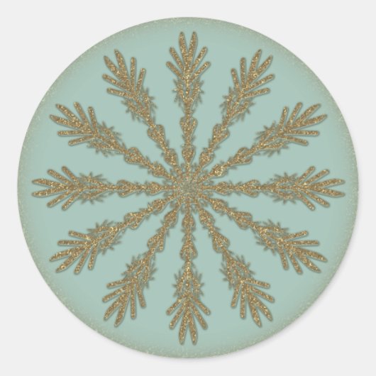  Golden Snowflake 1 Ronde Sticker (Voorkant)